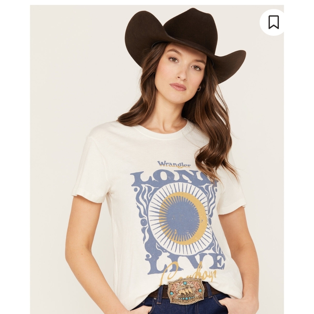 Wrangler Graphic Tee in Cream and Blue